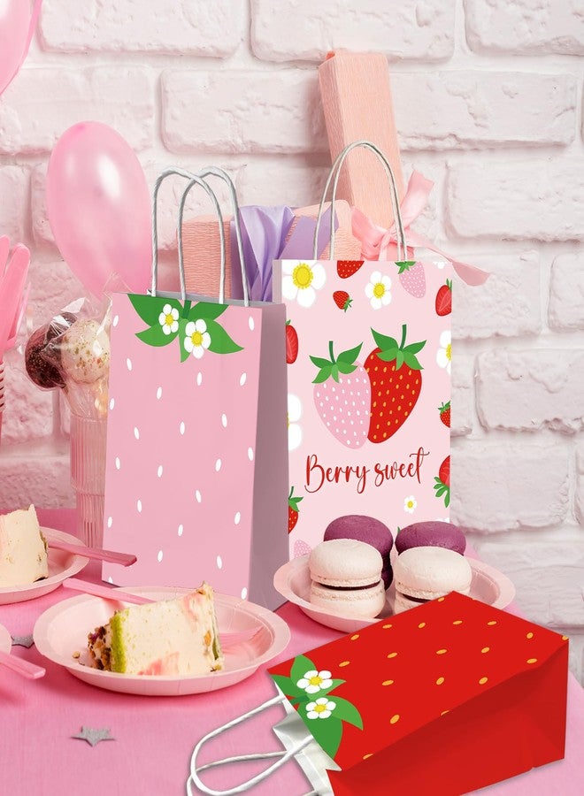 Dydamud Strawberry Paper Bags, 12 Pack Strawberry Goodie Bags With Handles, Strawberry Paper Party Favor Bags For Kids Birthday, Baby Shower, Strawberry Candy Bags for Strawberry Party Decorations - Image 4